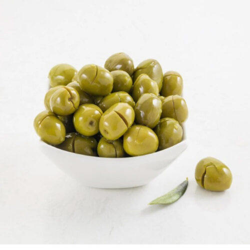 Olive verdi schiacciate