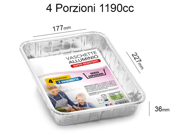 Vaschetta alluminio rettangolare 4P - immagine 2